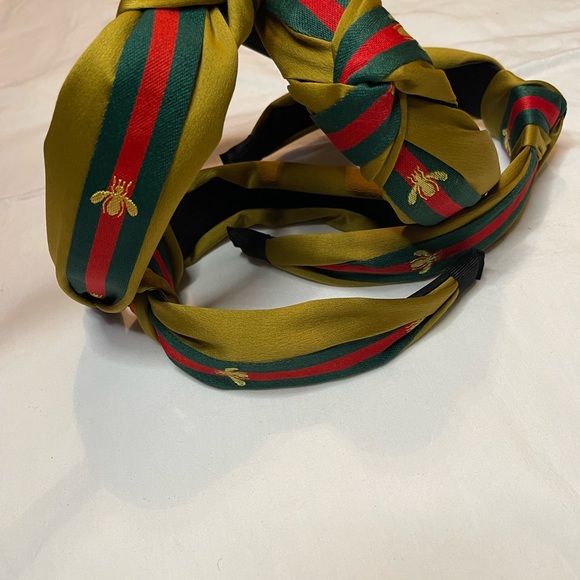 ❌Sold Out❌Gold Bee Headband- Red/Green Stripes - Picture 3 of 4